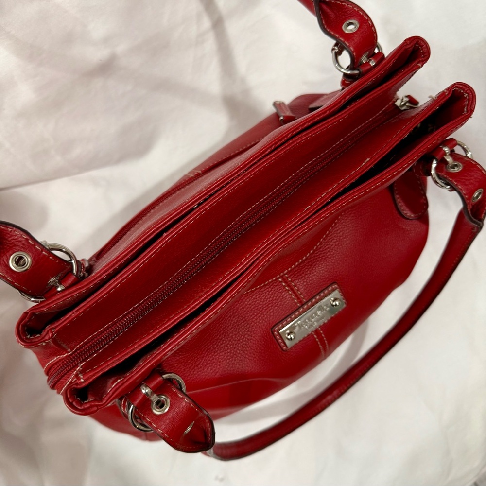 Tignanello Red Leather Tote Bag - Picture 6 of 7